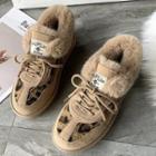 Faux Suede Leopard Print Lace-up Ankle Snow Boots