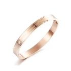 Fashion And Romantic Plated Rose Gold Geometric English Bangle With Cubic Zirconia For Men Rose Gold - One Size
