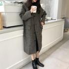 Long Plaid Buttoned Coat As Shown In Figure - One Size