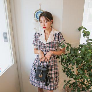 Plaid Tweed A-line Shirtwaist Dress