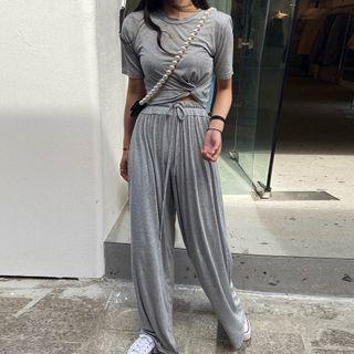 Short-sleeve Twisted T-shirt / Pants