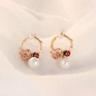 Ladybug Drop Earring White Faux Pearl - Gold - One Size