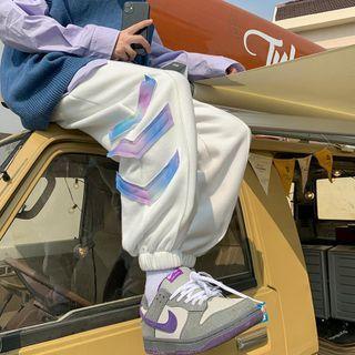 Patterned Wide-leg Jogger Pants