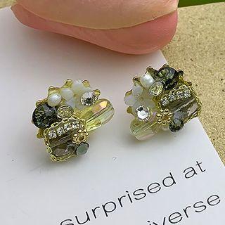 Flower Fabric Earring 1 Pair - Gold - One Size