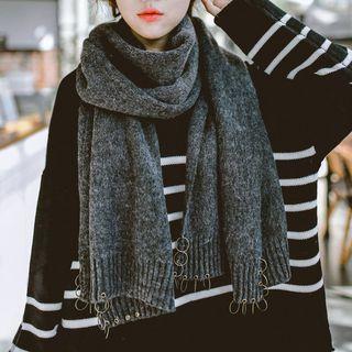 Ring Detail Knit Scarf