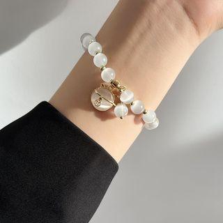 Faux Cat Eye Stone Alloy Bracelet White - One Size