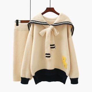 Set: Sailor Collar Sweater + Mini Pencil Skirt