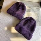 Mohair Knit Beanie Grayish Purple - One Size