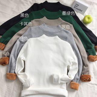 Mock Neck Fleece-lined Sweater