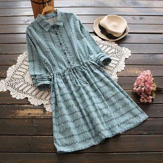 Print Drawstring Waist Shirtdress