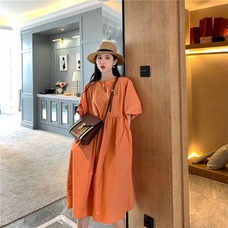 Loose-fit Plain Short-sleeve Dress