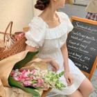 Short-sleeve Ruffled Tie-back Dress