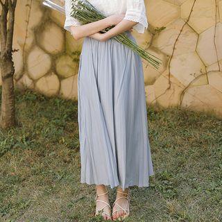 Pleated Mid Skirt Blue - One Size