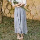 Pleated Mid Skirt Blue - One Size