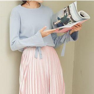 Tie-cuff Long Sleeve Knit Top