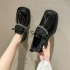 Chain Strap Patent Platform Lace-up Shoes