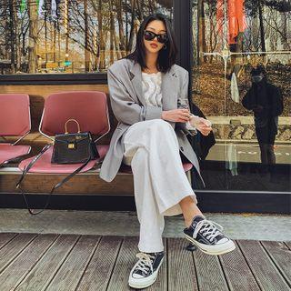 Single-breasted Welt-pocket Longline Blazer