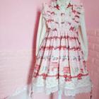 Sleeveless Lace Trim A-line Dress / Head Piece