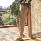 Button-hem Corduroy Baggy Pants