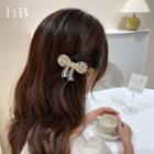 Bow Faux Pearl Alloy Hair Clip 1 Pc - Bow Faux Pearl Alloy Hair Clip - White - One Size