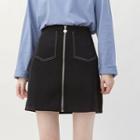 Zip High-waist Mini A-line Skirt