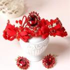 Bridal Set: Bow Accent Crown + Earrings