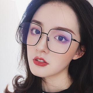 Retro Oversized Square Metal Frame Eyeglasses