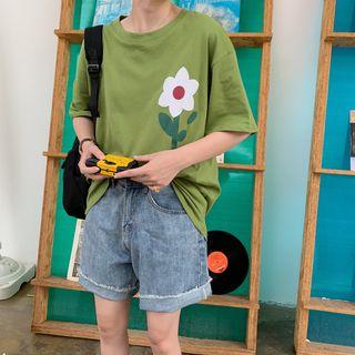 Flower-print Long T-shirt