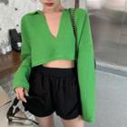 Deep Plunge Cropped Sweater