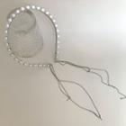 Faux Pearl Faux Crystal Fringed Headband Silver - One Size