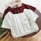 Short-sleeve Chained Zip Crop Top