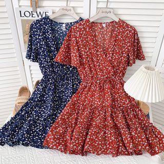 Tie-waist Floral Mini Dress With Sash