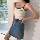 Color-block Sleeveless Top Almond - One Size
