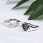 Heart Shape Marble 925 Sterling Silver Open Ring