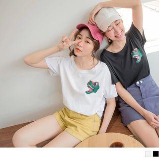Dinosaur Printing Short-sleeve Round Neck T-shirt