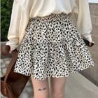 Leopard Print Mini Skirt Almond - One Size