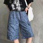 High-waist Side Pocket Paisley Print Cargo Shorts