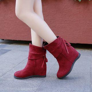 Velvet Wedge-heel Short Boots