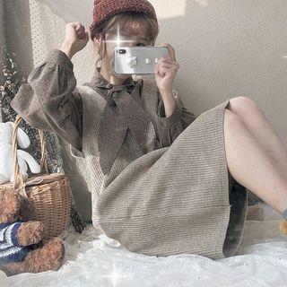 Plaid Bow Blouse / Jumper Dress
