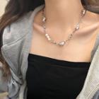 Freshwater Pearl Alloy Choker Silver - One Size