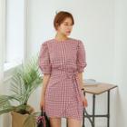 Wrap-front Gingham Dress