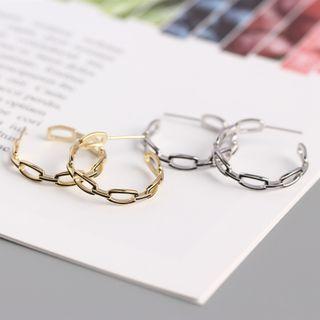 Chained Sterling Silver Open Hoop Earring