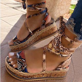 Snakeskin Print Platform Sandals