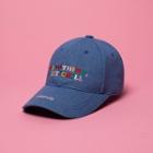 Letter-embroidered Denim Baseball Cap Blue - One Size