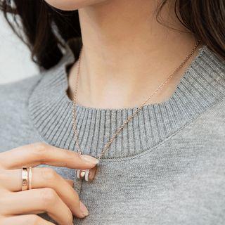 Layered-blouse Seam-trim Knit Top