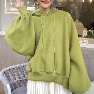 Puff-sleeve Hoodie Green - One Size