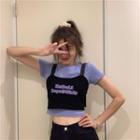 Mini A-line Skirt / Short-sleeve T-shirt / Lettering Camisole Top