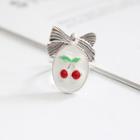 Bow Detail Cherry Print Open Ring 3247 - Silver - One Size
