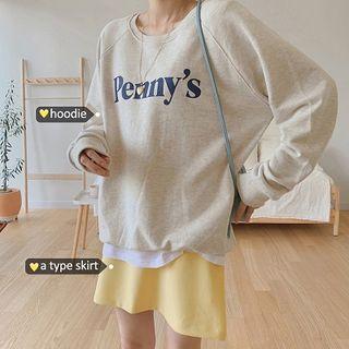 Letter Sweatshirt / A-line Mini Skirt