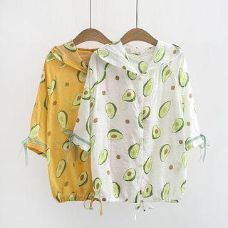 Avocado Print Hooded Light Jacket